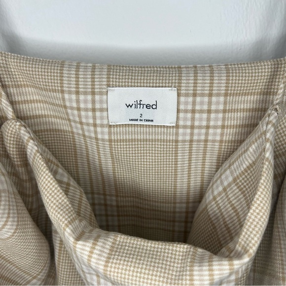 Aritzia Wilfred Beige/Tan Plaid Isabelle Mini Dress - Picture 8 of 8